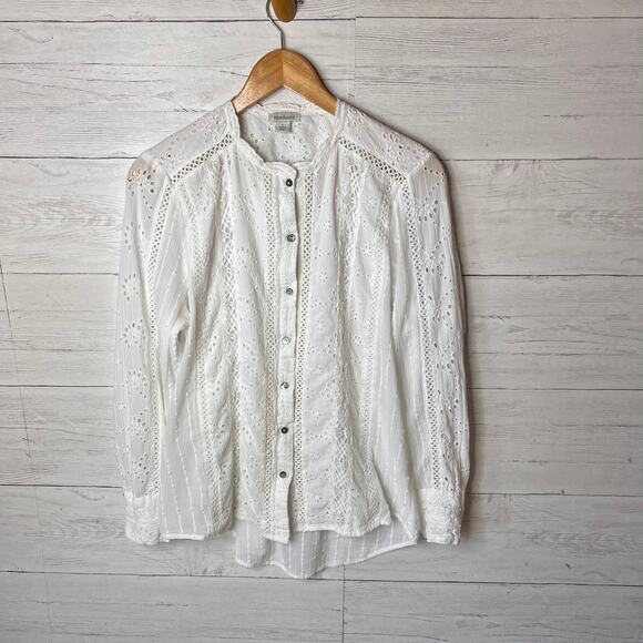 Sundance Tops - Sundance Top Womens Size Large White Marion Eyelet Button Down 100% Cotton